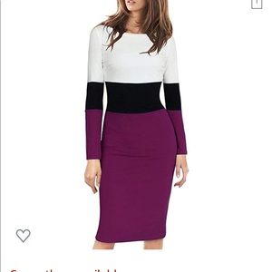 Viwenni Long Sleeve Color Block Sheath Dress